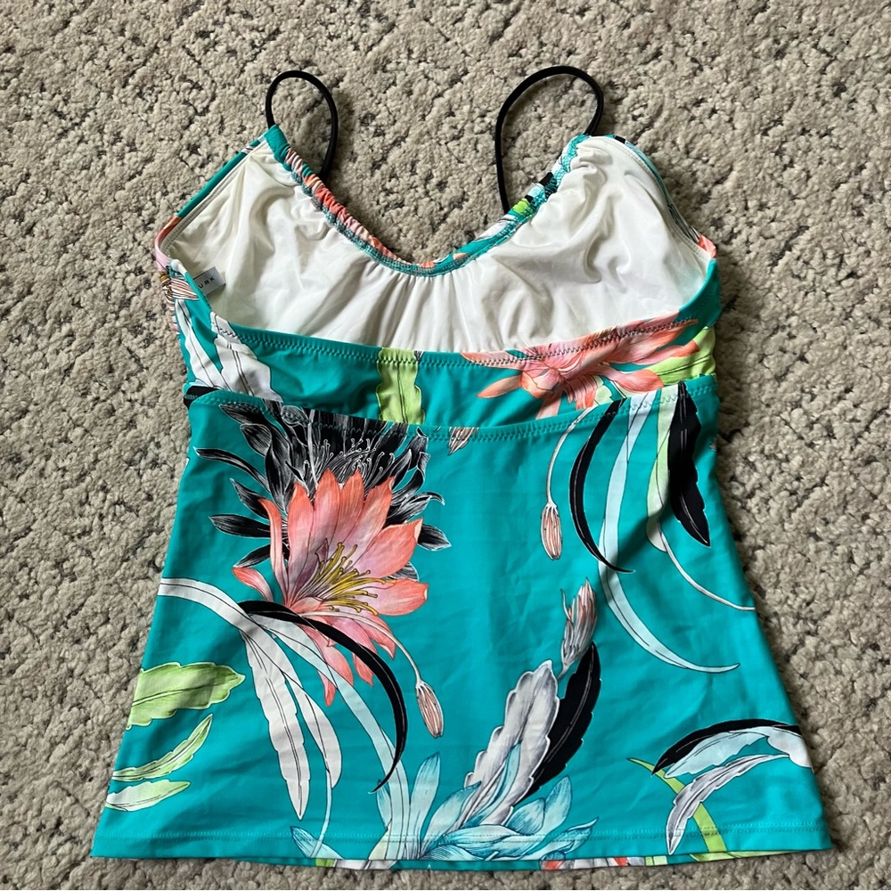Trina Turk- SMALL-Shangri La Floral Tankini Top Tropical Teal - Picture 7 of 10